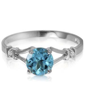 1.02 Carat 14K Rose Gold Blue Topaz Diamond Ring